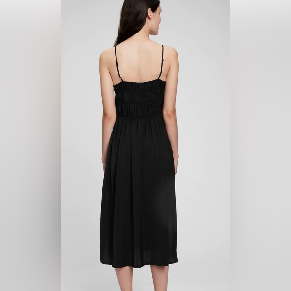 GAP Black Silky Smocked Midi Halter Dress, Size XXL - Picture 3 of 9